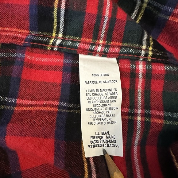 LL‎ Bean Shirt Mens Small Regular Red Plaid Cotton Traditional Fit Button Up VGC - Picture 7 of 8